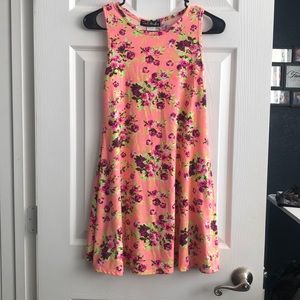 French atmosphere coral floral dress